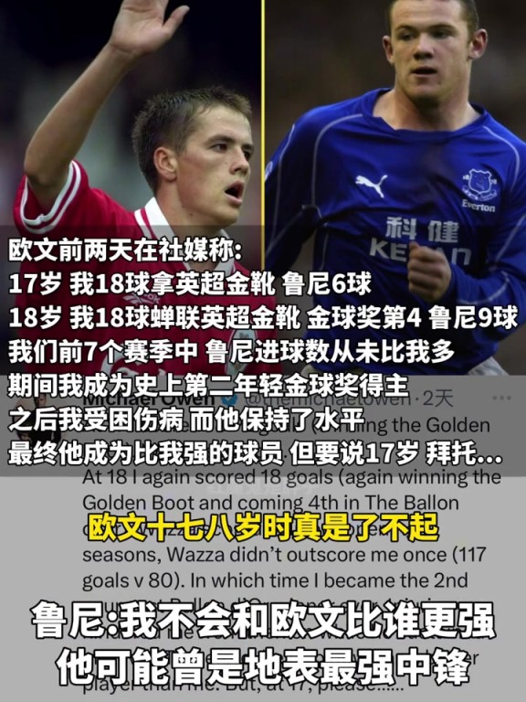 鲁尼回应和欧文比谁更强言论:欧文是我偶像,我永远不会和他比
